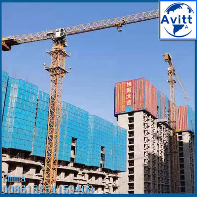 Guindaste de torre Potain Technology QTZ125 10t, lança de trabalho de 65m